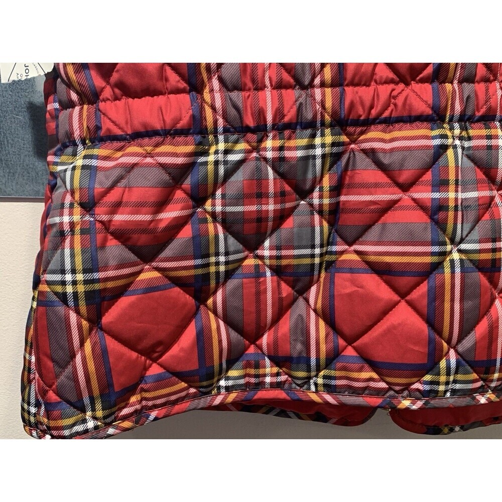 St John's Bay Cabin Barn Chore Vest Bright Brass Zip Plaid Quilted Mock Collar - Picture 15 of 16